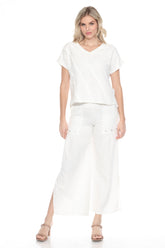 Textured Cotton Wide Leg Pant - CARINE